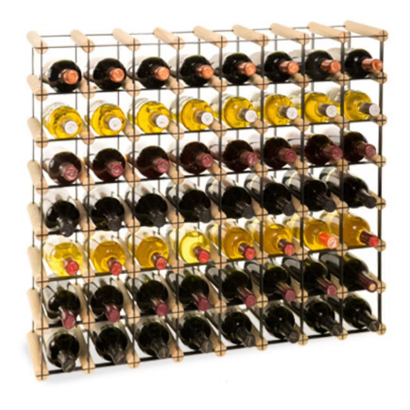Vinreol 82,5x72,5 cm til 56 Flasker Sort og Natur