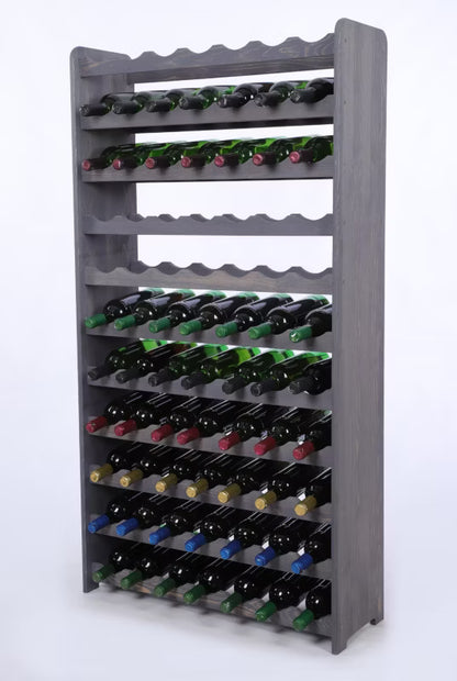 Vinreol 73x138 cm Træ Grå til 77 Flasker