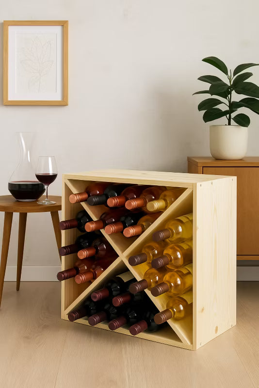 Vinreol Fyrretræ 50x50x25 cm 24 Flasker Natur