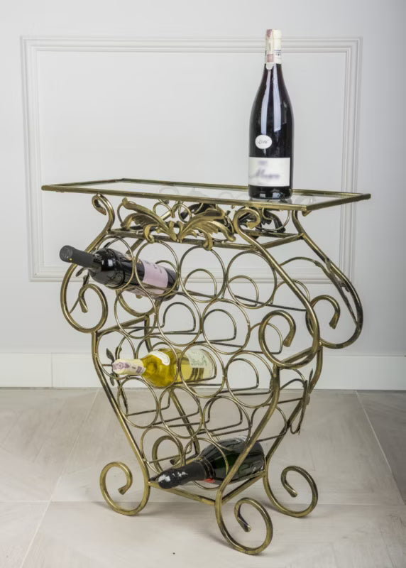 Vinreol Garth 60x22,5x66 cm Sort og Guld