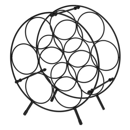 Vinreol Rund 31x34 cm Sort Metal til 7 Flasker