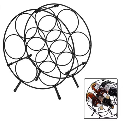 Vinreol Rund 31x34 cm Sort Metal til 7 Flasker