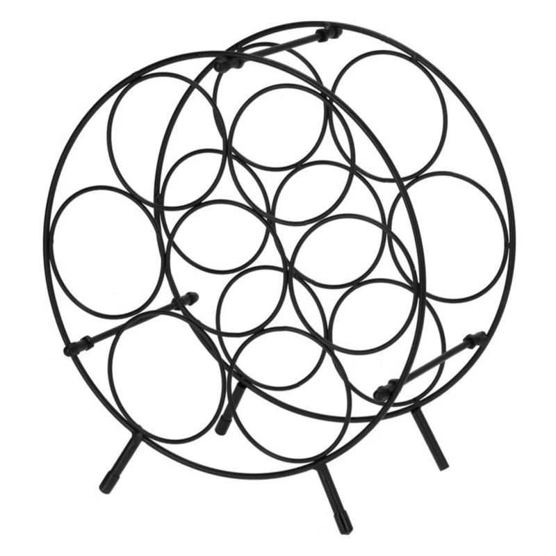 Vinreol Rund 31x34 cm Sort Metal til 7 Flasker