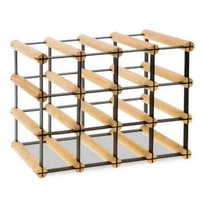 Vinreol RW-8 12 Flasker Sort Stål Fyrretræ