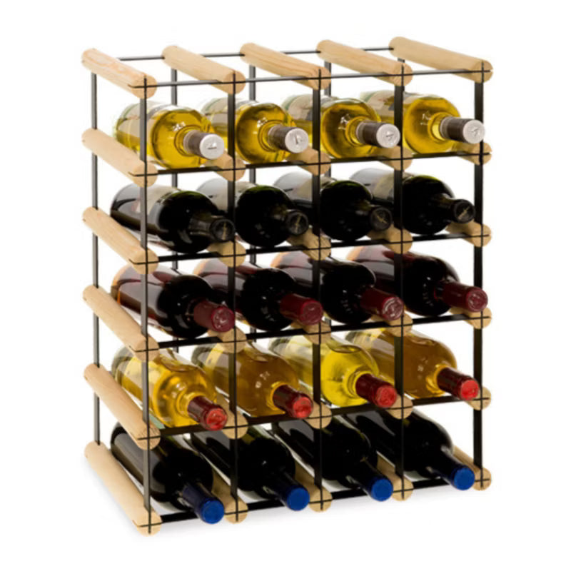 Vinreol RW-8 42,5x24,5x52,5 cm 20 Flasker Sort og Træ