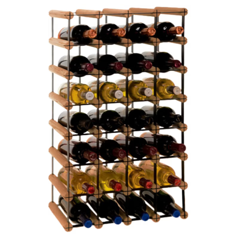 Vinreol RW-8 42,5x24,5x72,5 cm Brun Træ og Sort Stål