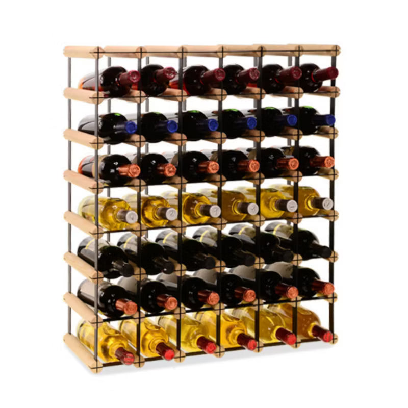 Vinreol RW-8 62,5x24,5x72,5 cm Fyrretræ Natur Sort til 42 Flasker