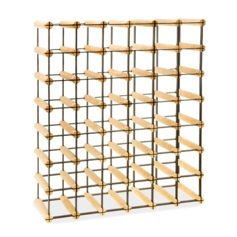 Vinreol RW-8 62,5x24,5x72,5 cm Fyrretræ Natur Sort til 42 Flasker