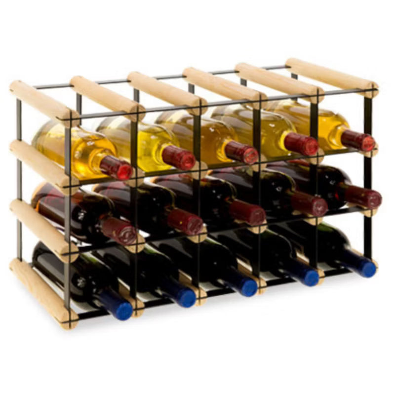 Vinreol RW-8 Til 15 Flasker 52,5x32,5 cm Natur Sort