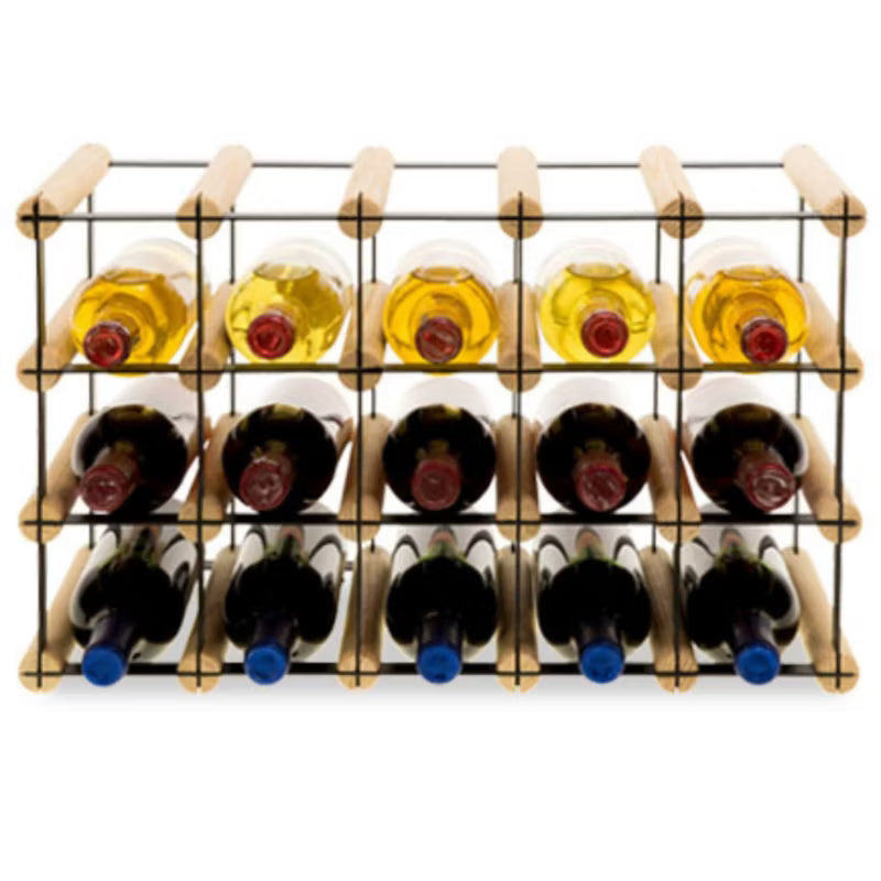 Vinreol RW-8 Til 15 Flasker 52,5x32,5 cm Natur Sort