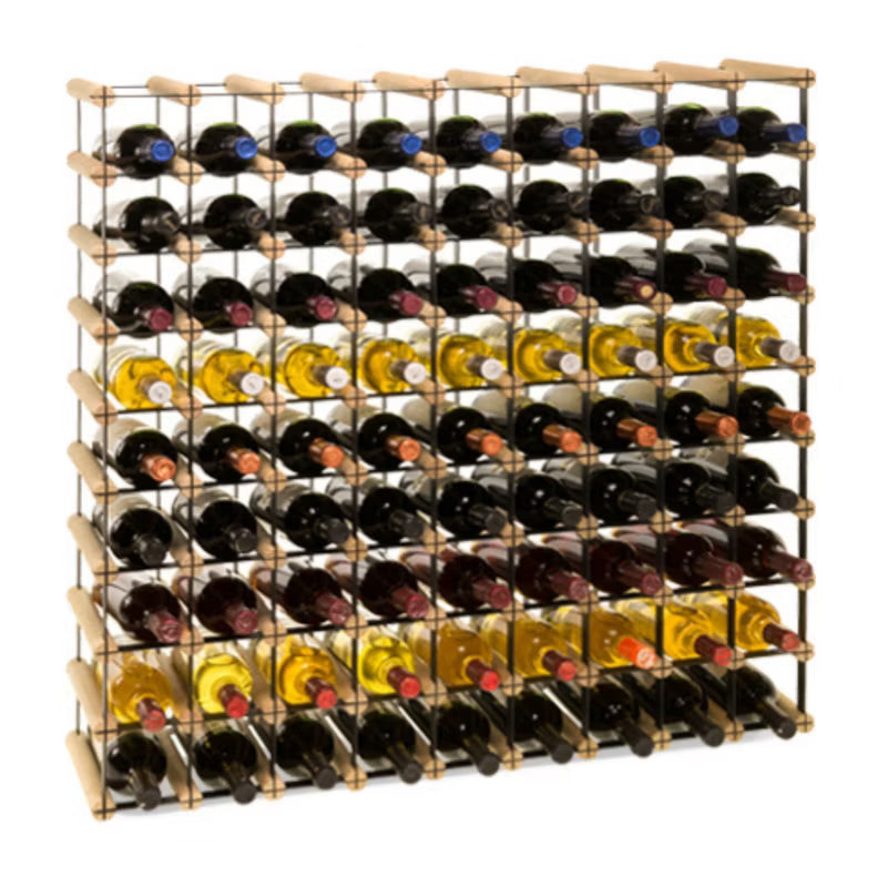 Vinreol RW-8 til 81 Flasker 92,5x92,5 cm Natur Sort