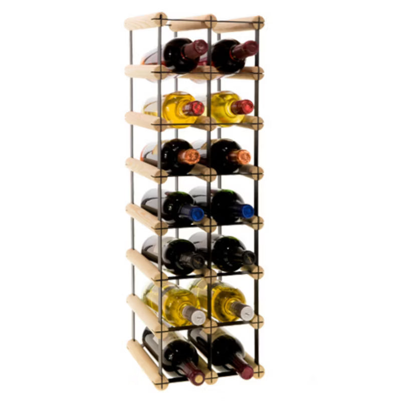 Vinreol RW8 til 14 Flasker 22,5x24,5x72,5 cm Sort og Natur