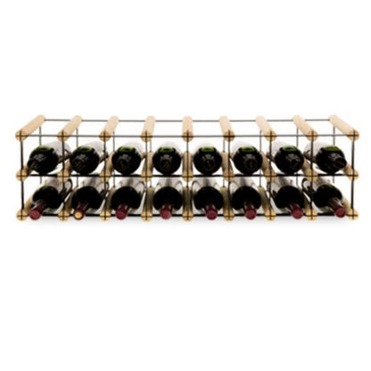 Vinreol RW8 til 16 Flasker Sort Metal Natur Træ