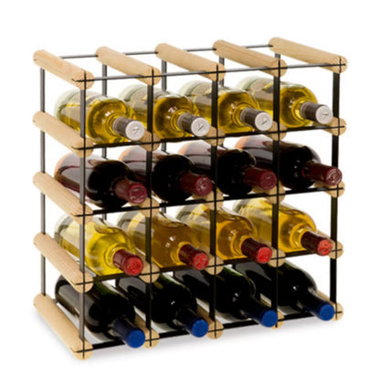 Vinreol RW8 42,5x42,5 cm 16 Flasker Sort Stål og Fyrretræ