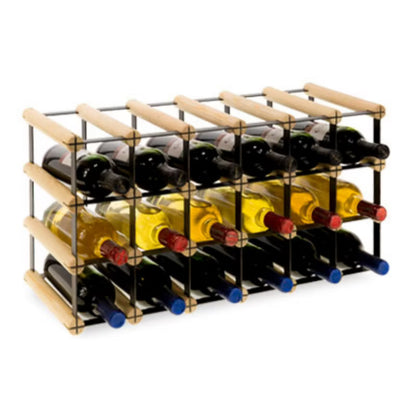 Vinreol RW8 18 Flasker 62,5x24,5x32,5 cm Sort og Natur Træ