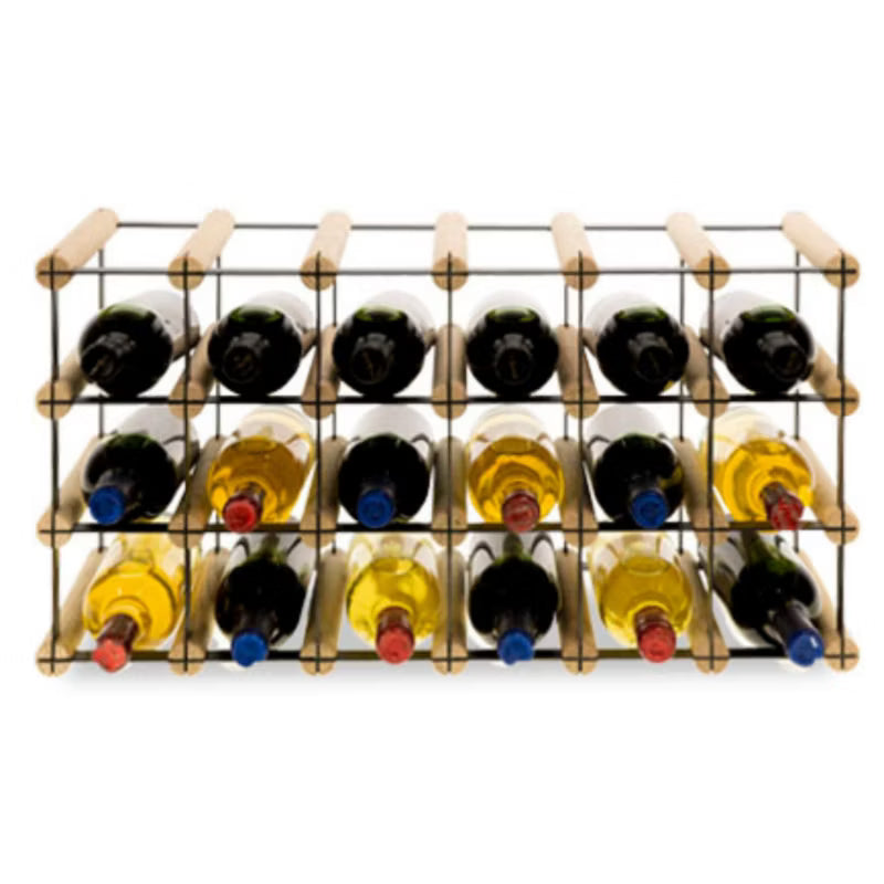 Vinreol RW8 18 Flasker 62,5x24,5x32,5 cm Sort og Natur Træ