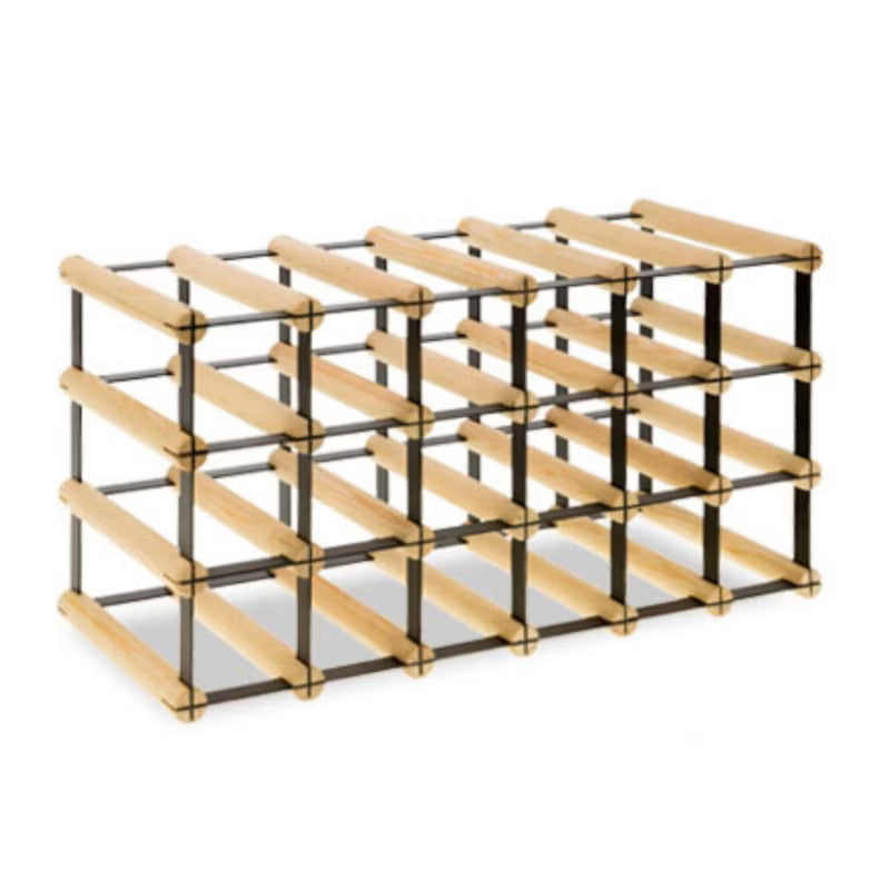 Vinreol RW8 18 Flasker 62,5x24,5x32,5 cm Sort og Natur Træ