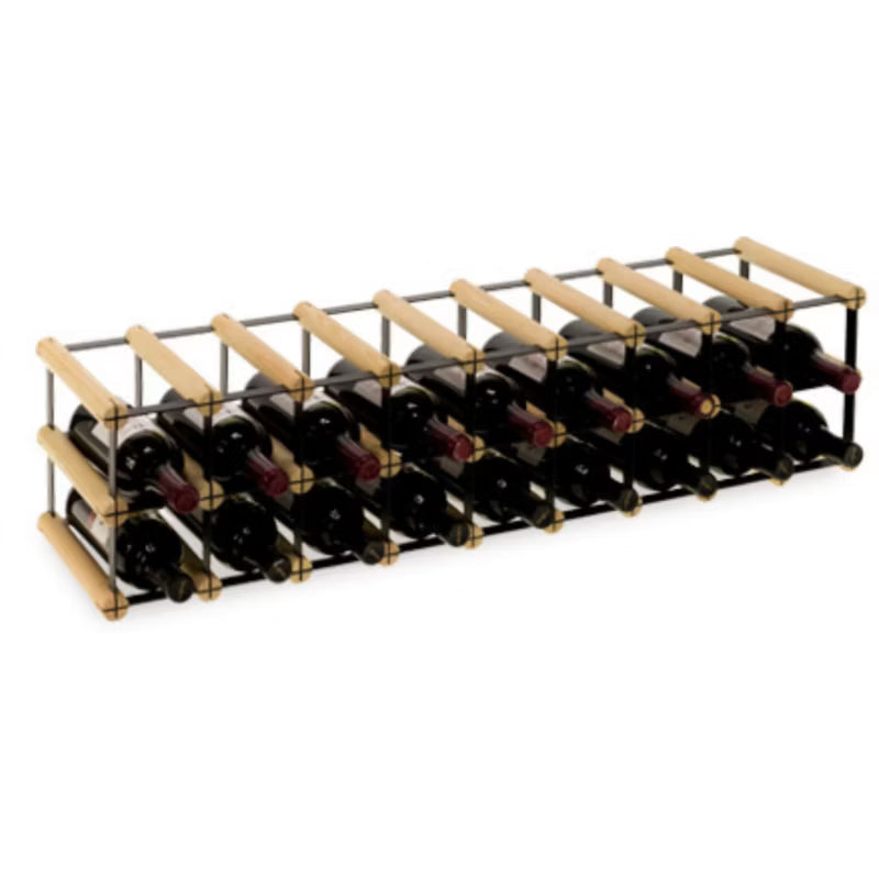 Vinreol RW8 til 18 Flasker 92,5x24,5 cm Sort Træ Natur
