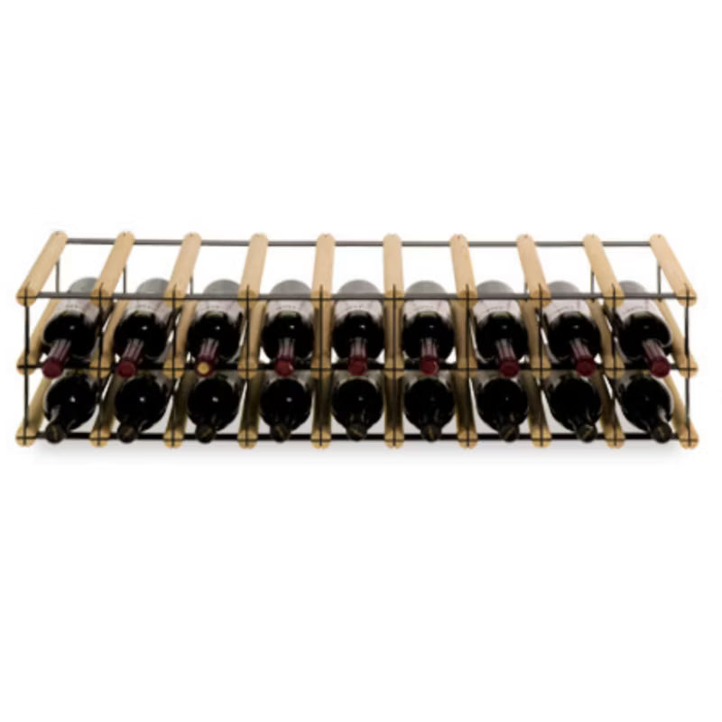 Vinreol RW8 til 18 Flasker 92,5x24,5 cm Sort Træ Natur