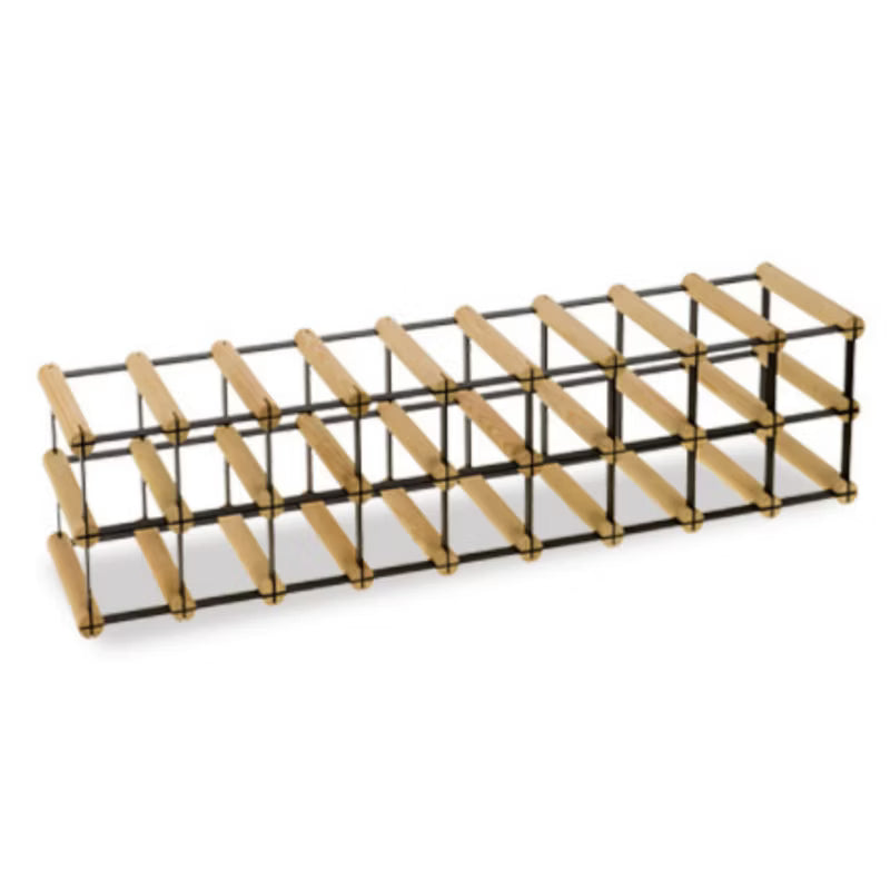 Vinreol RW8 til 18 Flasker 92,5x24,5 cm Sort Træ Natur
