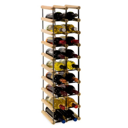 Vinreol RW8 22,5x24,5x92,5 cm Sort og Natur Træ til 18 Flasker