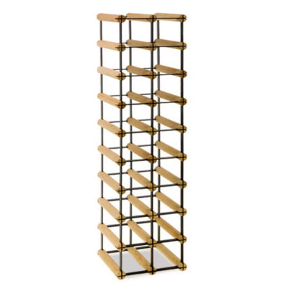 Vinreol RW8 22,5x24,5x92,5 cm Sort og Natur Træ til 18 Flasker