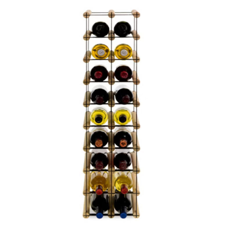 Vinreol RW8 22,5x24,5x92,5 cm Sort og Natur Træ til 18 Flasker