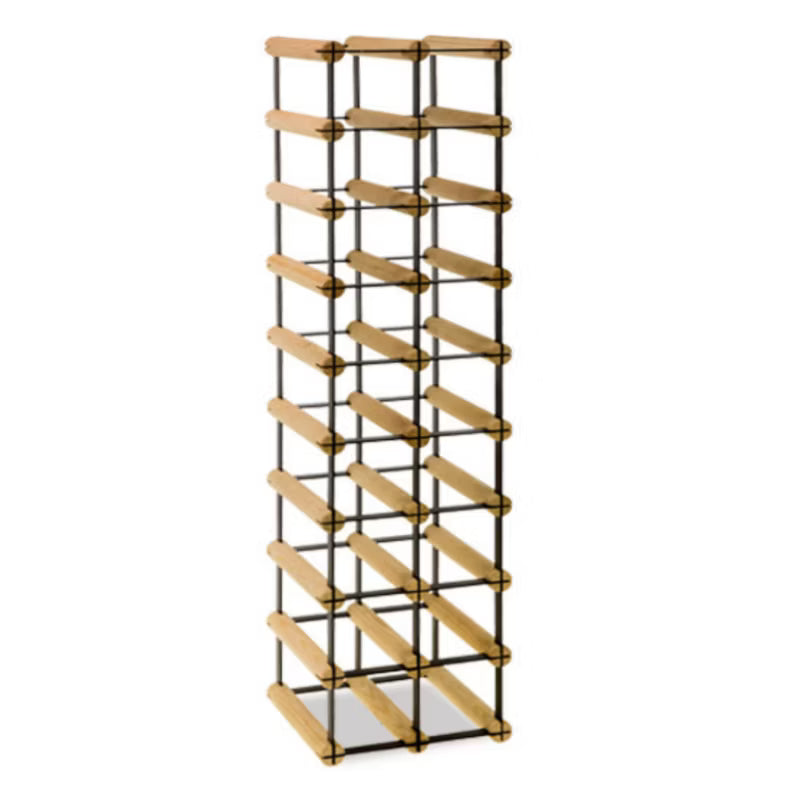 Vinreol RW8 22,5x24,5x92,5 cm Sort og Natur Træ til 18 Flasker
