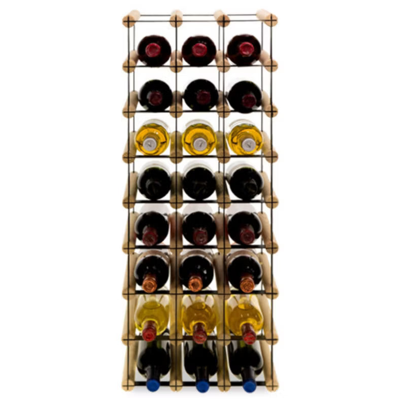 Vinreol RW8 til 24 Flasker 32,5x24,5x82,5 cm Natur Sort