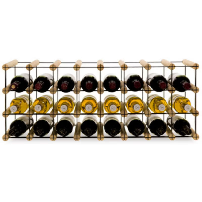 Vinreol RW8 82,5x24,5x32,5 cm til 24 Flasker Sort og Træ