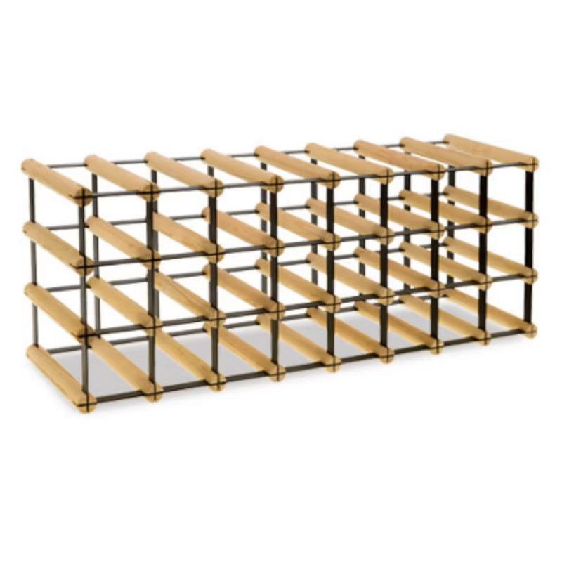 Vinreol RW8 82,5x24,5x32,5 cm til 24 Flasker Sort og Træ