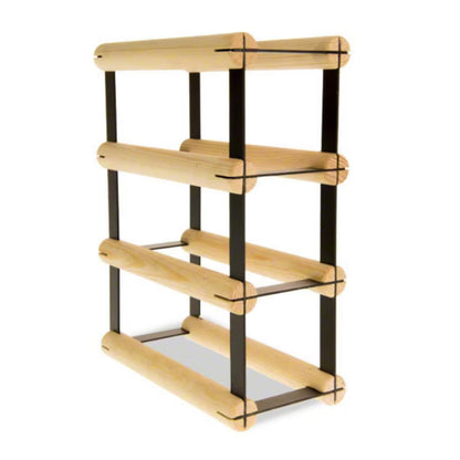 Vinreol RW8 3 Flasker Sort Metal og Fyrretræ