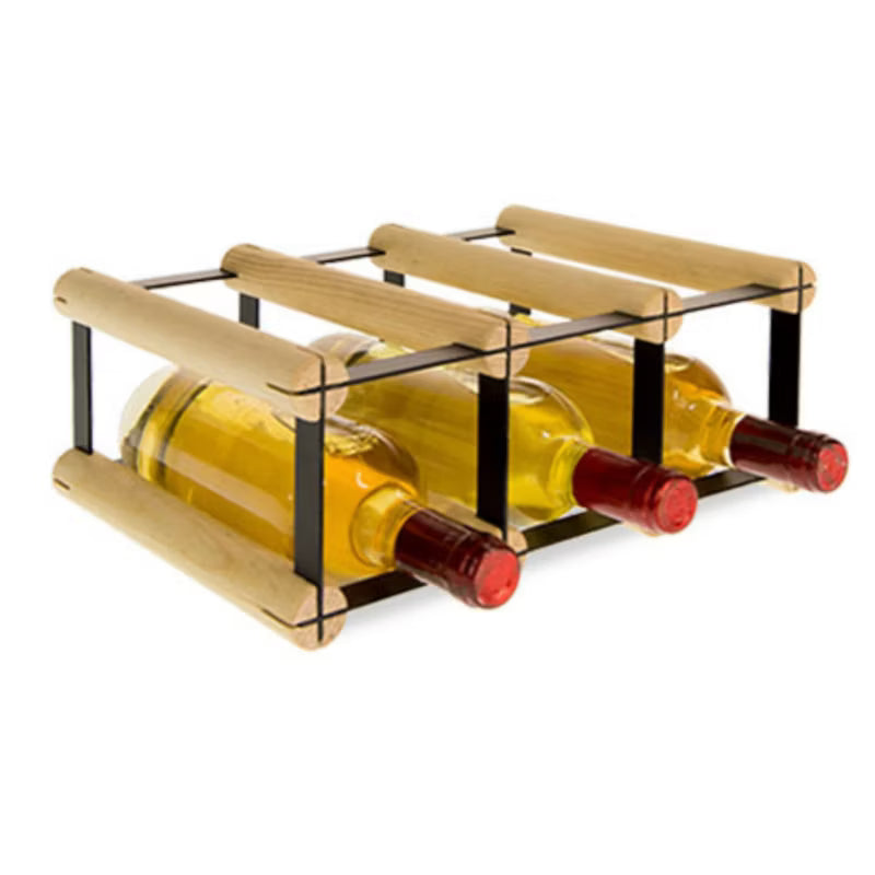 Vinreol RW8 32,5x24,5 cm 3 Flasker Sort Træ