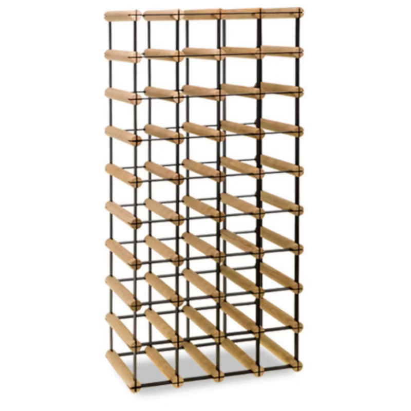 Vinreol RW8 til 36 Flasker 42,5x24,5x92,5 cm Sort Stål og Fyrretræ
