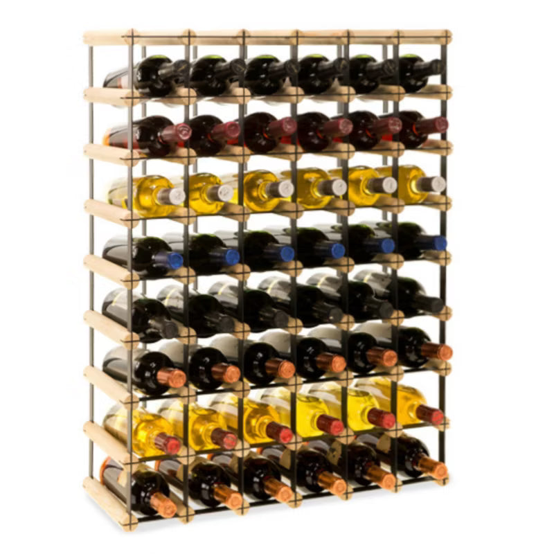 Vinreol RW8 til 48 Flasker 62,5x82,5 cm Sort Metal og Fyrretræ