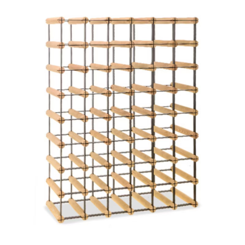 Vinreol RW8 til 48 Flasker 62,5x82,5 cm Sort Metal og Fyrretræ