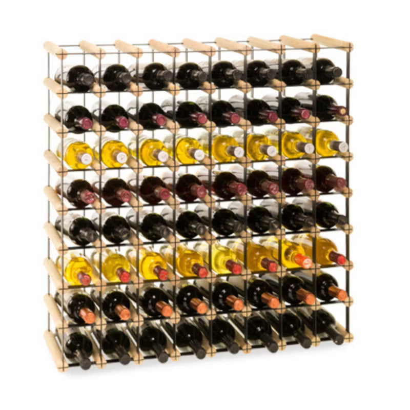 Vinreol RW8 82,5x82,5 cm 64 Flasker Sort Fyrretræ