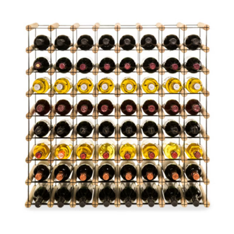 Vinreol RW8 82,5x82,5 cm 64 Flasker Sort Fyrretræ