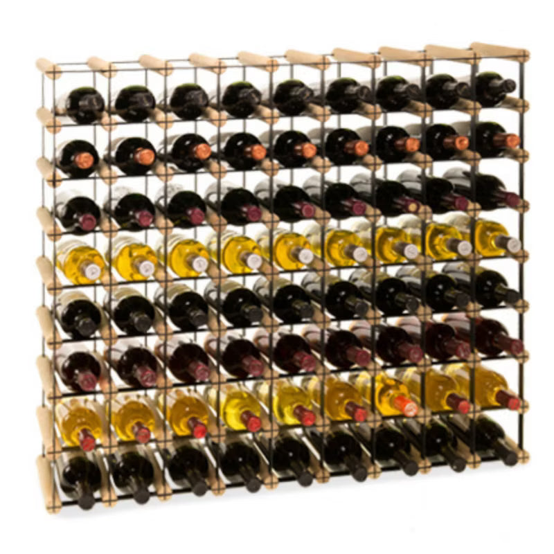 Vinreol RW8 til 72 Flasker 92,5x82,5 cm Sort Metal og Fyrretræ