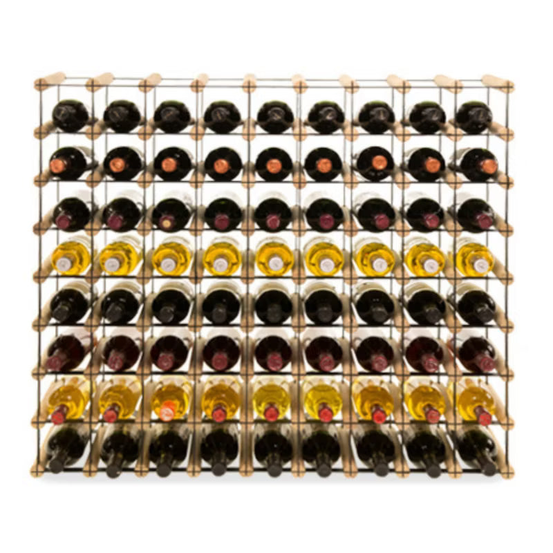 Vinreol RW8 til 72 Flasker 92,5x82,5 cm Sort Metal og Fyrretræ