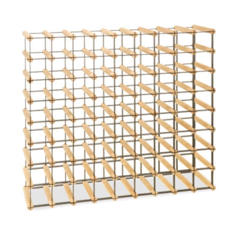 Vinreol RW8 til 72 Flasker 92,5x82,5 cm Sort Metal og Fyrretræ