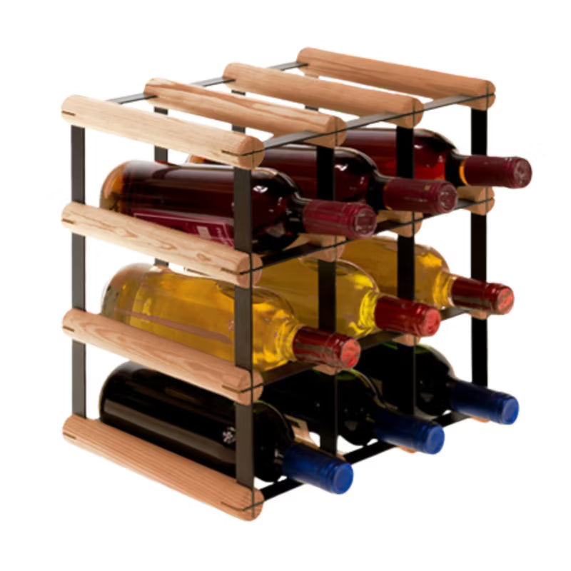 Vinreol RW8 32,5x32,5 cm Brun Træ og Sort Metal