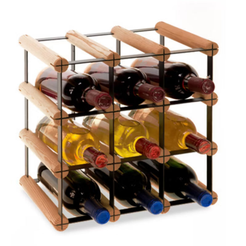 Vinreol RW8 32,5x32,5 cm Brun Træ og Sort Metal