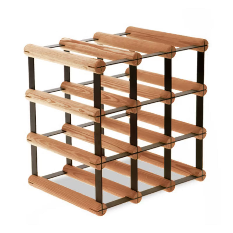 Vinreol RW8 32,5x32,5 cm Brun Træ og Sort Metal