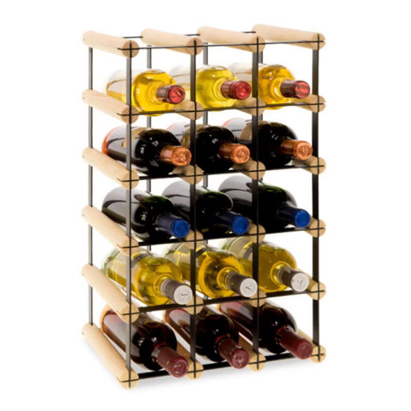 Vinreol RW8 til 15 Flasker 32,5x24,5x52,5 cm Natur/Sort