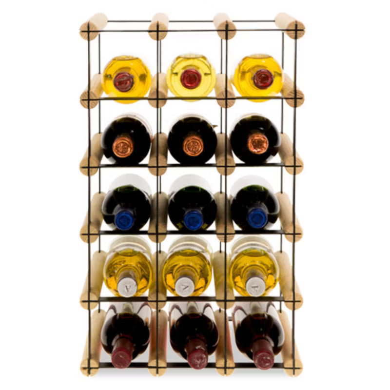 Vinreol RW8 til 15 Flasker 32,5x24,5x52,5 cm Natur/Sort