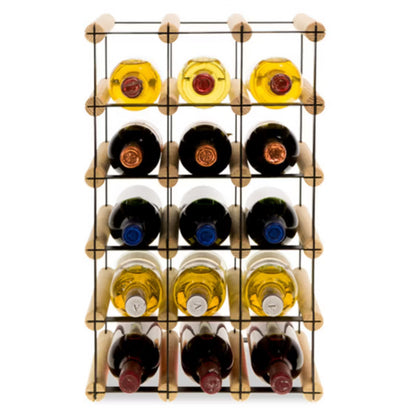 Vinreol RW8 til 15 Flasker 32,5x24,5x52,5 cm Natur/Sort