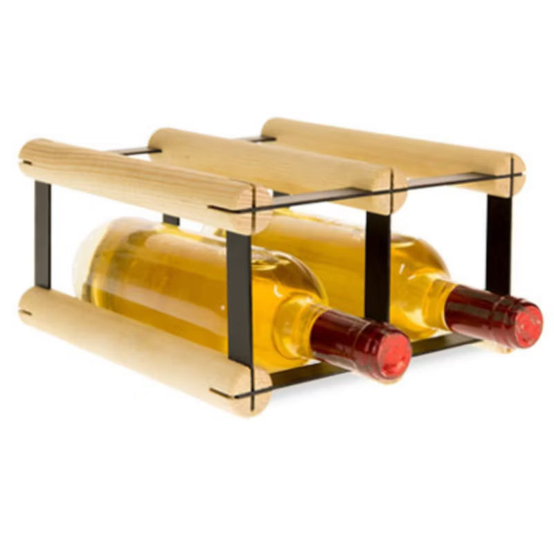 Vinreol RW8 til 2 Flasker 22,5x24,5 cm Sort og Natur