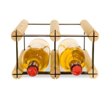 Vinreol RW8 til 2 Flasker 22,5x24,5 cm Sort og Natur