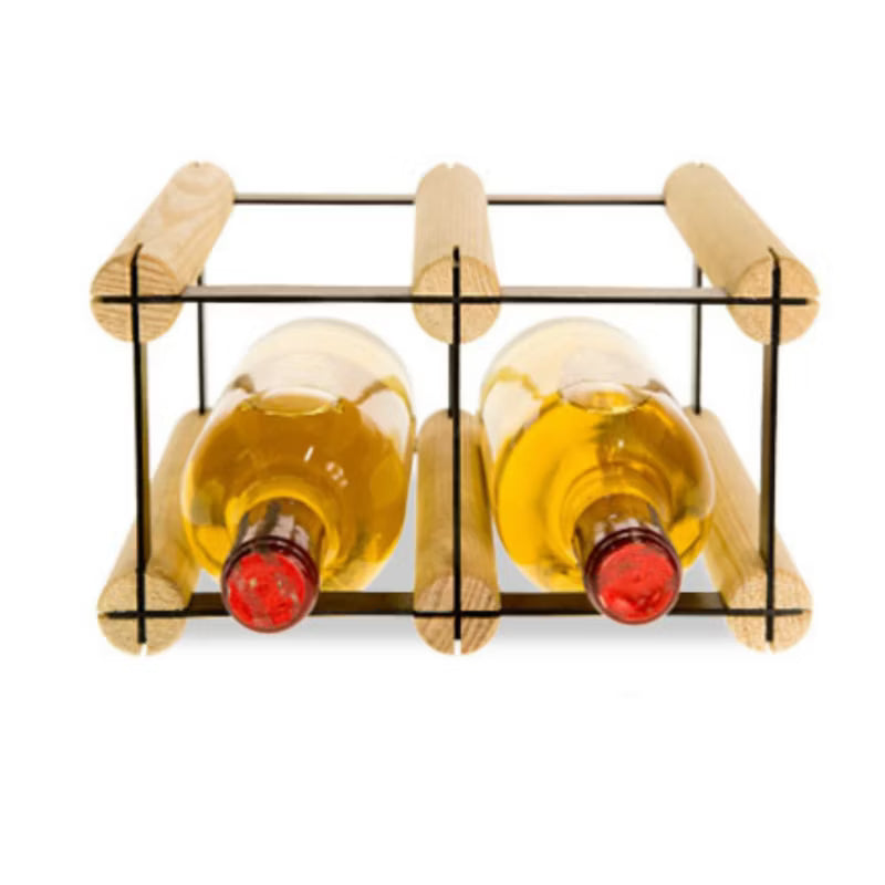 Vinreol RW8 til 2 Flasker 22,5x24,5 cm Sort og Natur